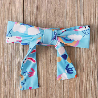 Easter Day Summer Girls Dresses Withe Letter&rabbit Design