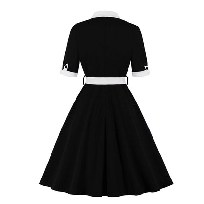 Women Vintage Short Sleeves Midi Dresses-STYLEGOING