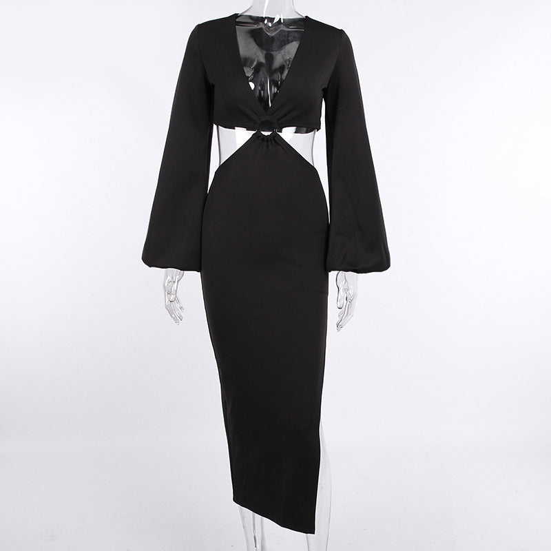 Sexy Long Sleeves Waist Baring Party Dresses