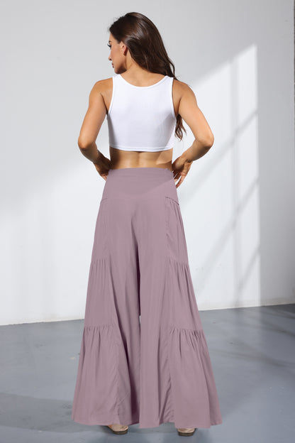 Casual Elastic Waist Wide Legs Pants