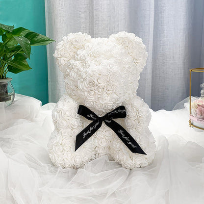 Valentine's Gift Preserved Flowers Rose Bear 25cm