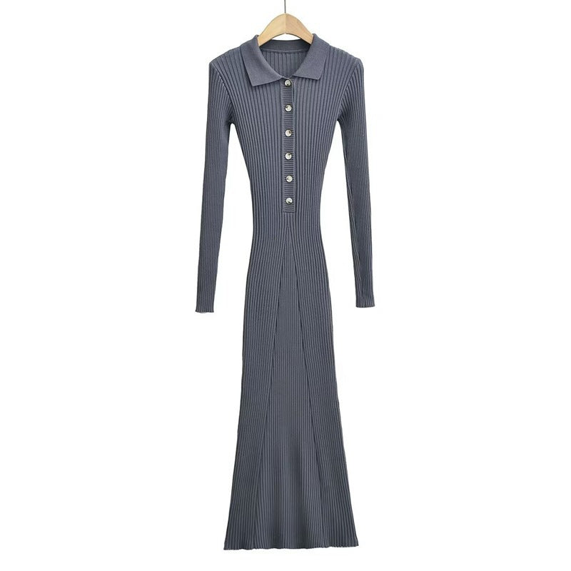 Sexy Polo Neckline Knitted Long Mermaid Dresses