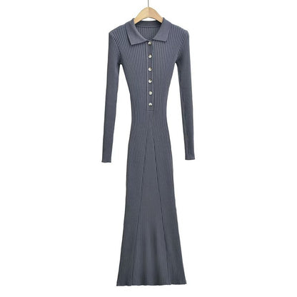 Sexy Polo Neckline Knitted Long Mermaid Dresses