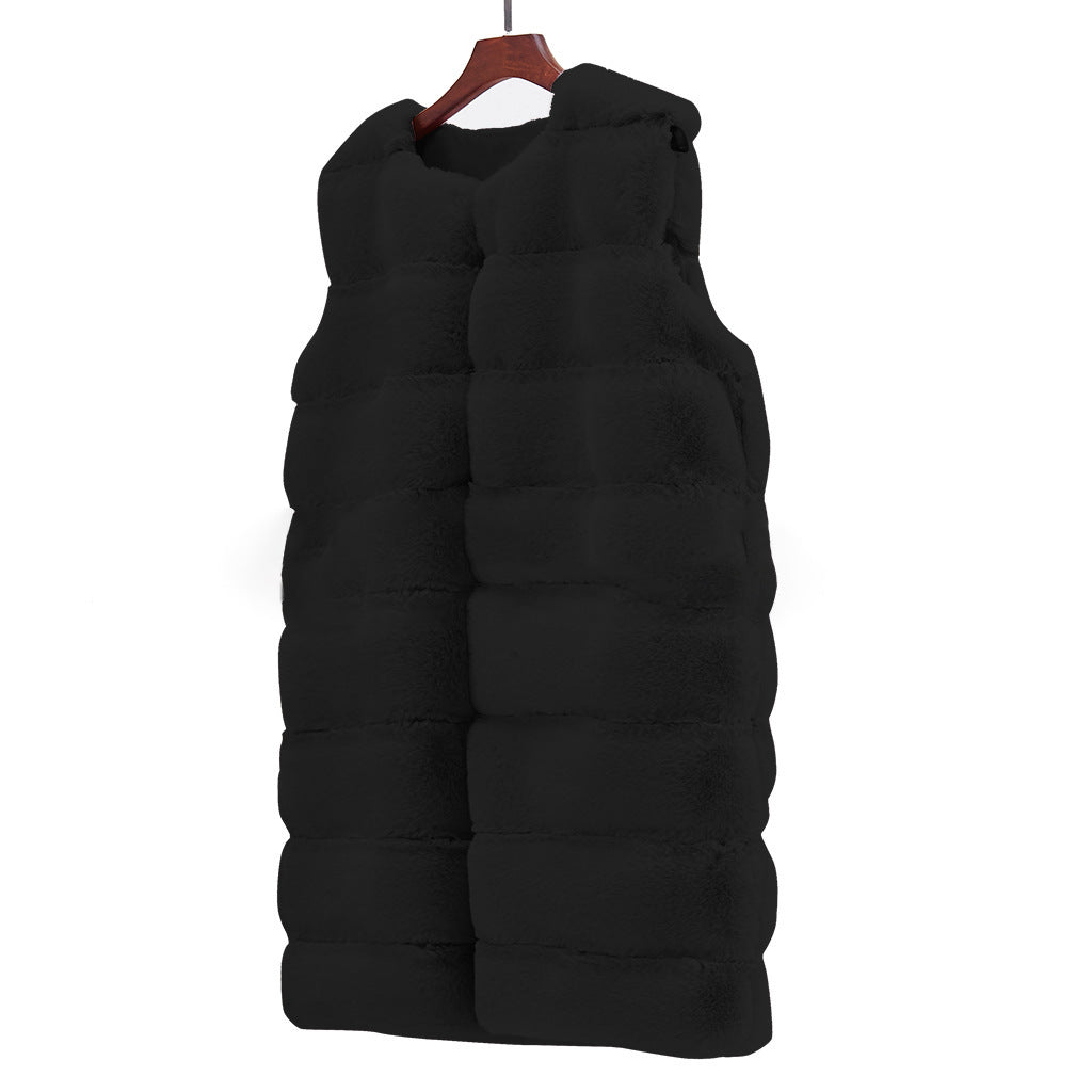 Artificial Fur Warm Winter Long Vest for Women