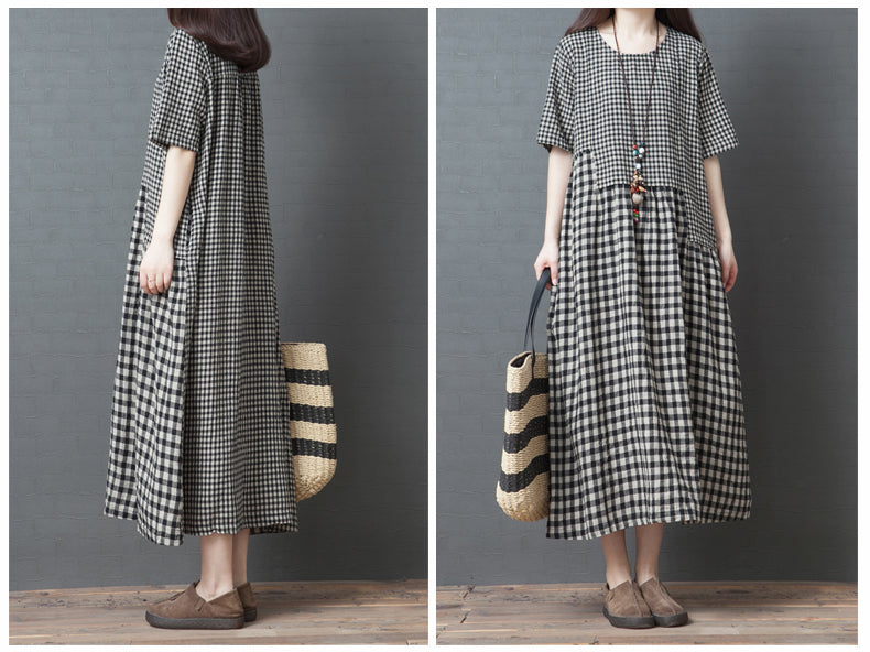 Vintage Plus Sizes Linen Long Dresses