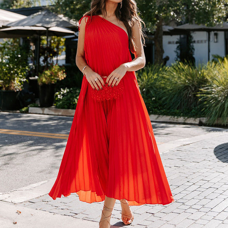 Casual One Shoulder Sleeveless Summer Long Dresses