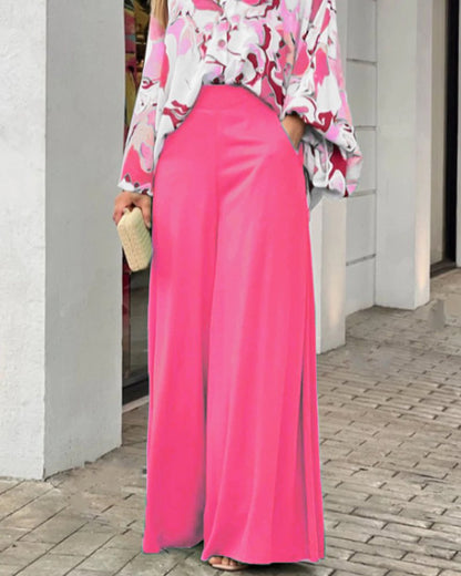 Loose Summer Two Pieces Wide Legs Women Suits