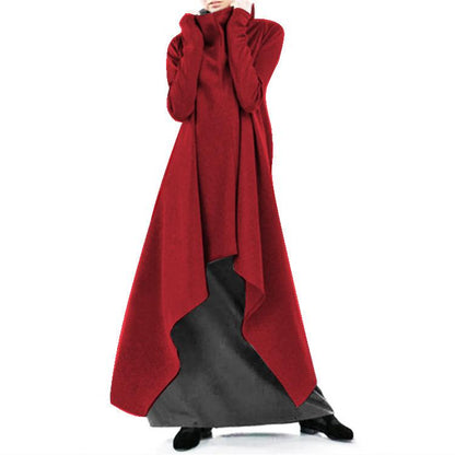 Women Irregular High Neck Sporting Long Hoodies-STYLEGOING