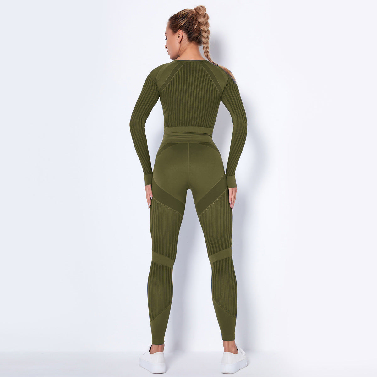 Sexy Hollow Out Long Sleeves Tops and Leggings Sets for Yoga Sporting