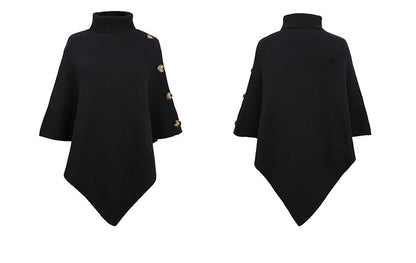 Winter High Neck Knitted Women Cape Coats