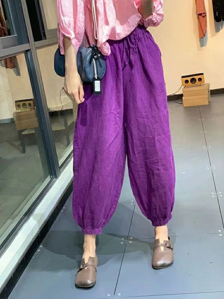 Vintage Linen Plus Sizes Women Harem Pants