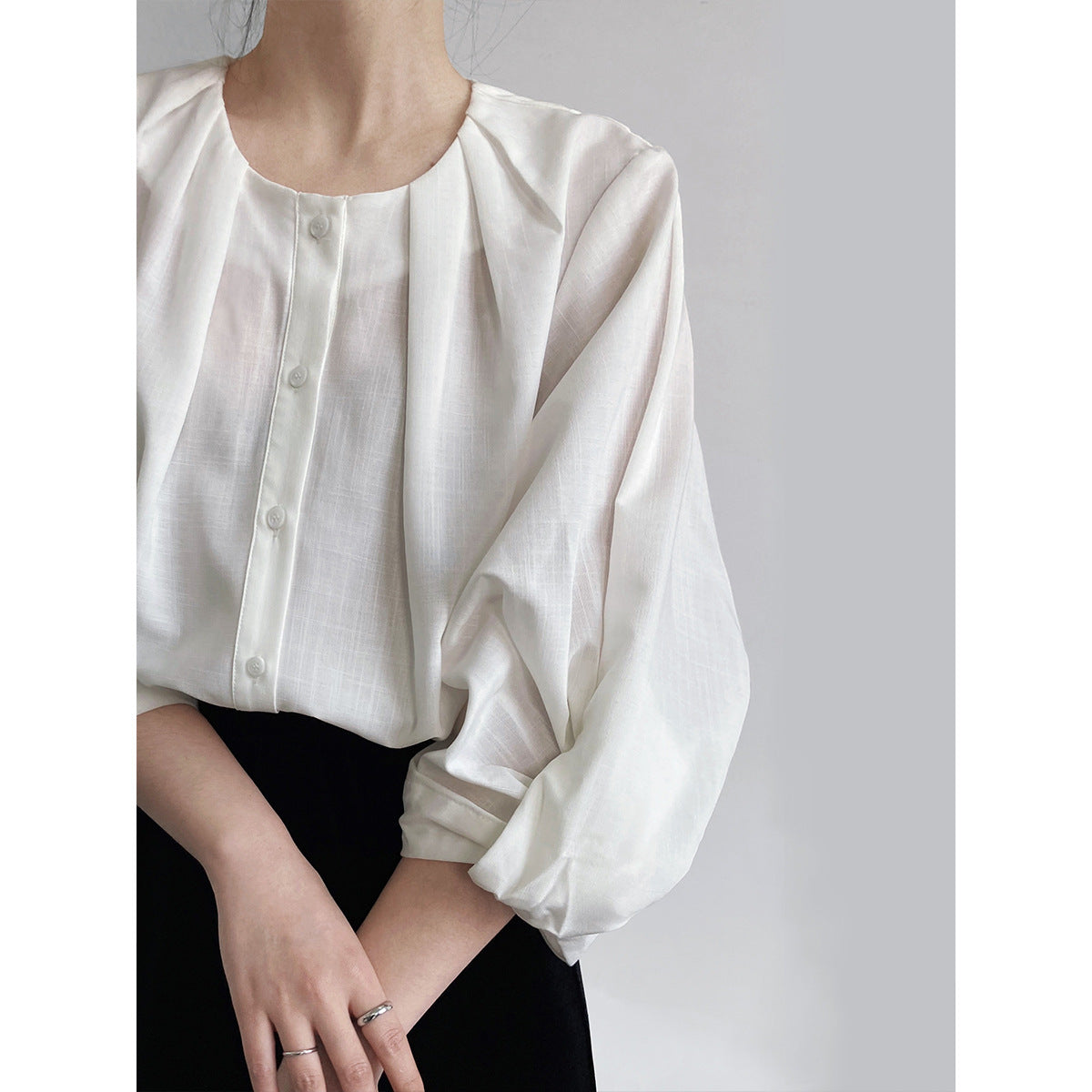 Elegant Linen Women Long Sleeves Blouses Shirts