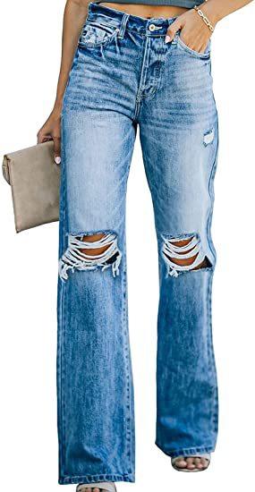 Women High Waist Broken Leisure Demin Pants-STYLEGOING
