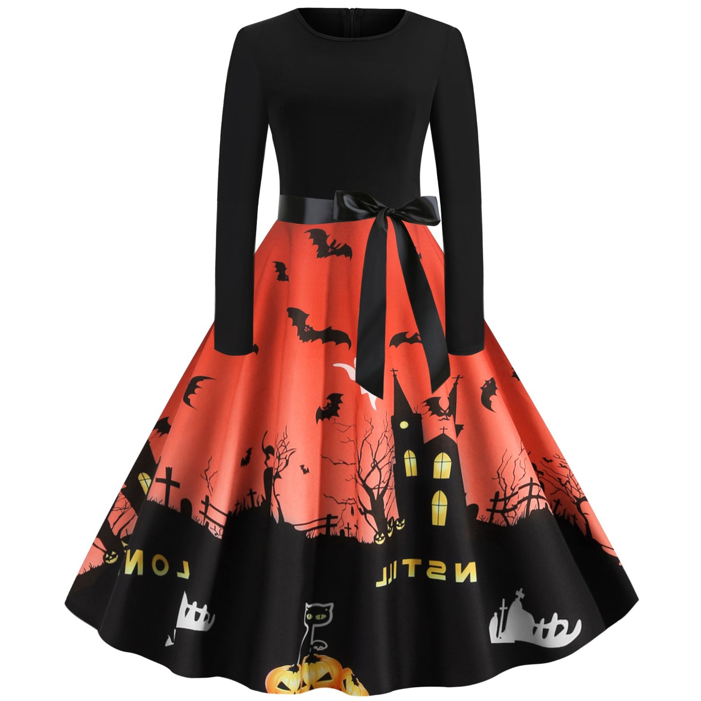 Halloween Vintage Women Long Sleeves Winter Dresses-STYLEGOING