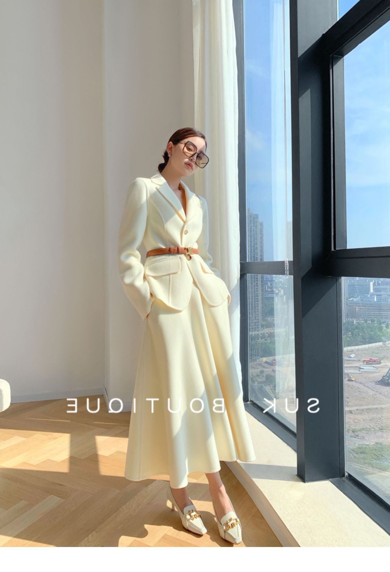 Luxury Woolen Blazer Top & Skirts Sets for Women