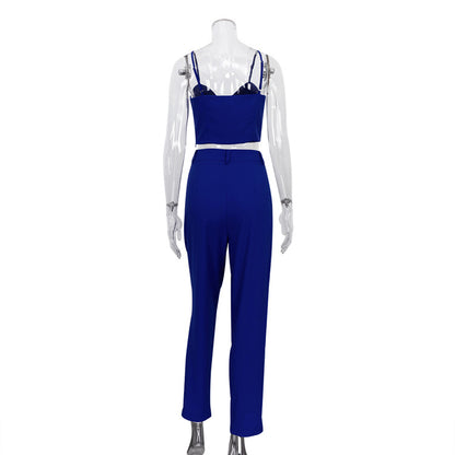Summer Women Crop Tops and High Waist Pants Outsuits