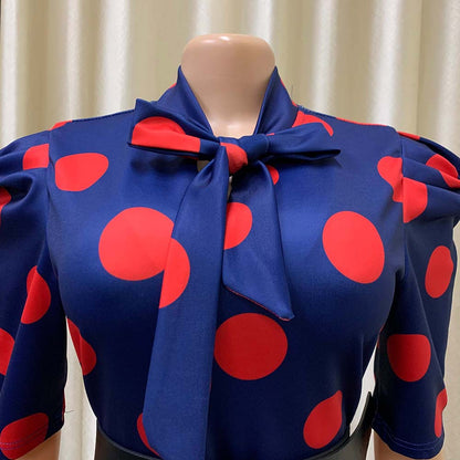 Sexy Bowknot Dot Office Lady Tight Dresses