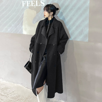 Luxury Plus Sizes Sherpa Peach Velvet Warm Winter Overcoat
