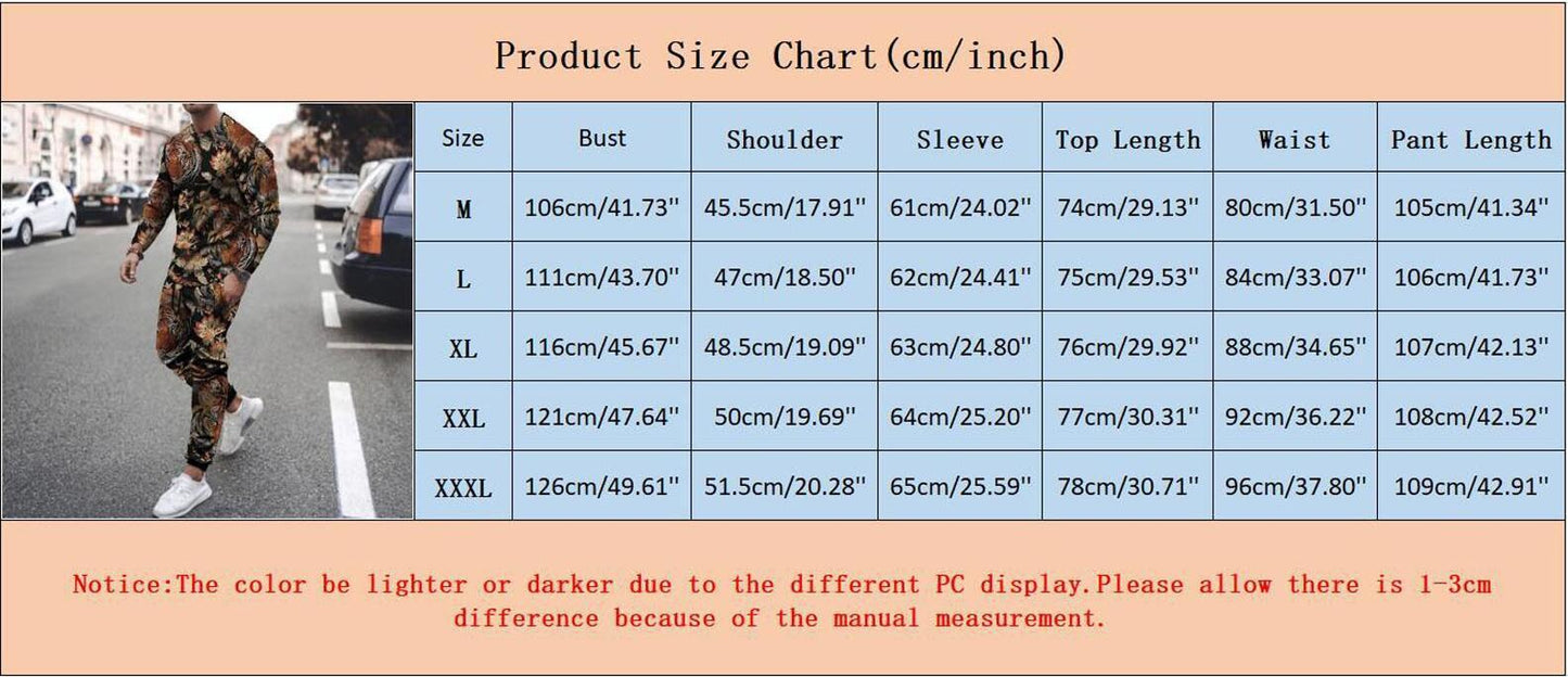 Casual Print Men's Sports Suits-STYLEGOING