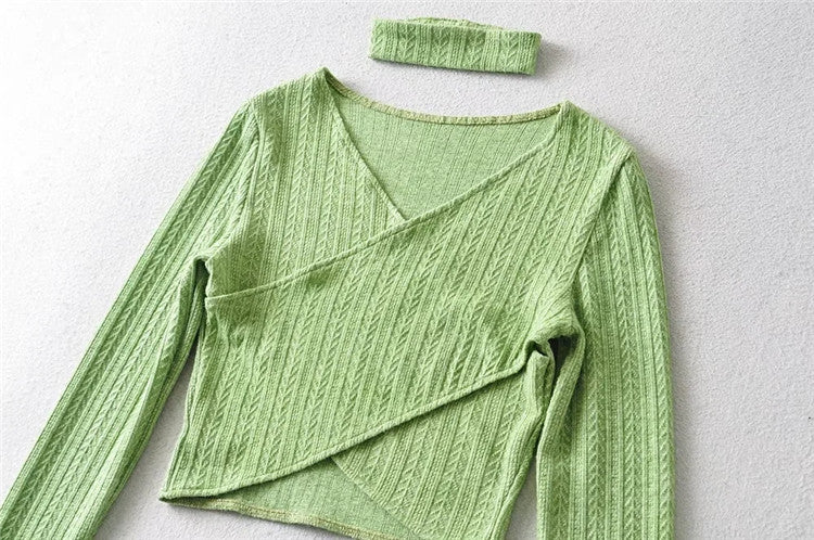 Sexy Designed Knitting Tops and High Waist Trumpet Pants