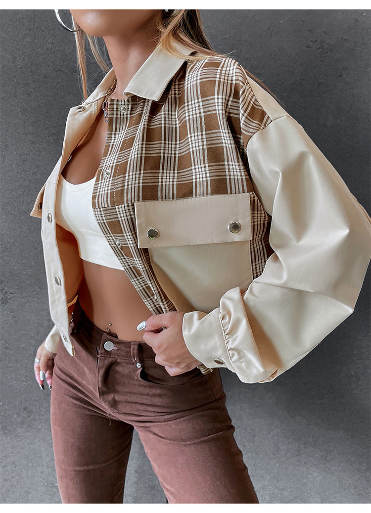 Casual Women Turover Collar Short Overcoat