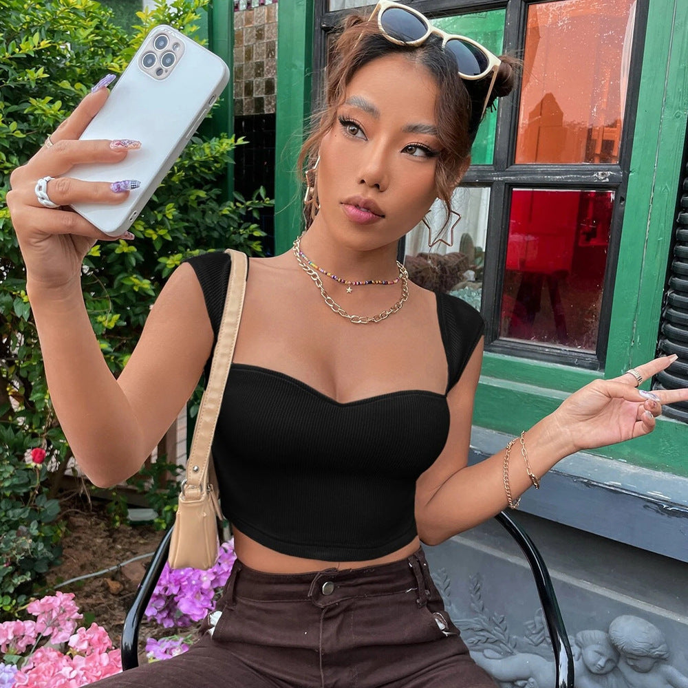Sexy Square Neckline Short Mini Summer T Shirts