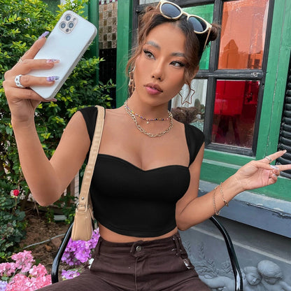 Sexy Square Neckline Short Mini Summer T Shirts