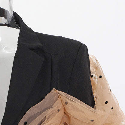 Designed Black Blazer Tops for Women