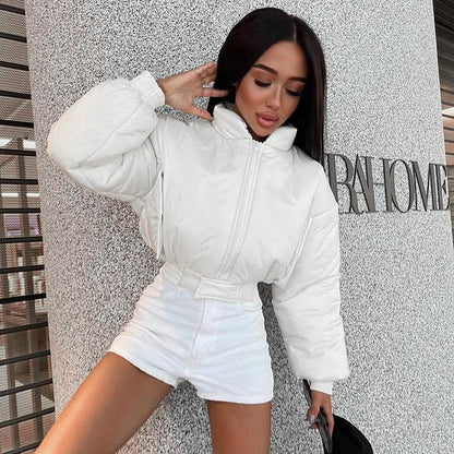 Women Cotton Zipper Short Coats