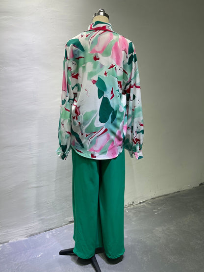 Loose Summer Two Pieces Wide Legs Women Suits