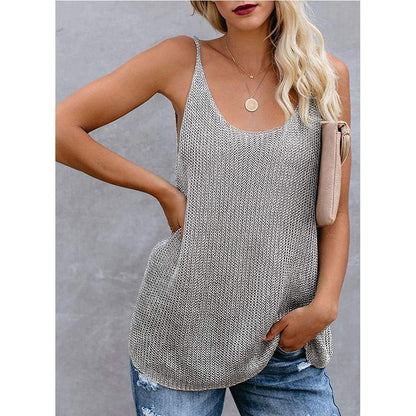 Women Summer Knitting Loose Striped Crop Tops-STYLEGOING