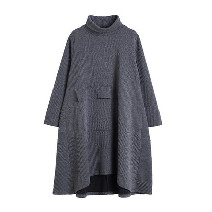 Vintage High Neck Women Winter Irregular Fall Dresses-STYLEGOING