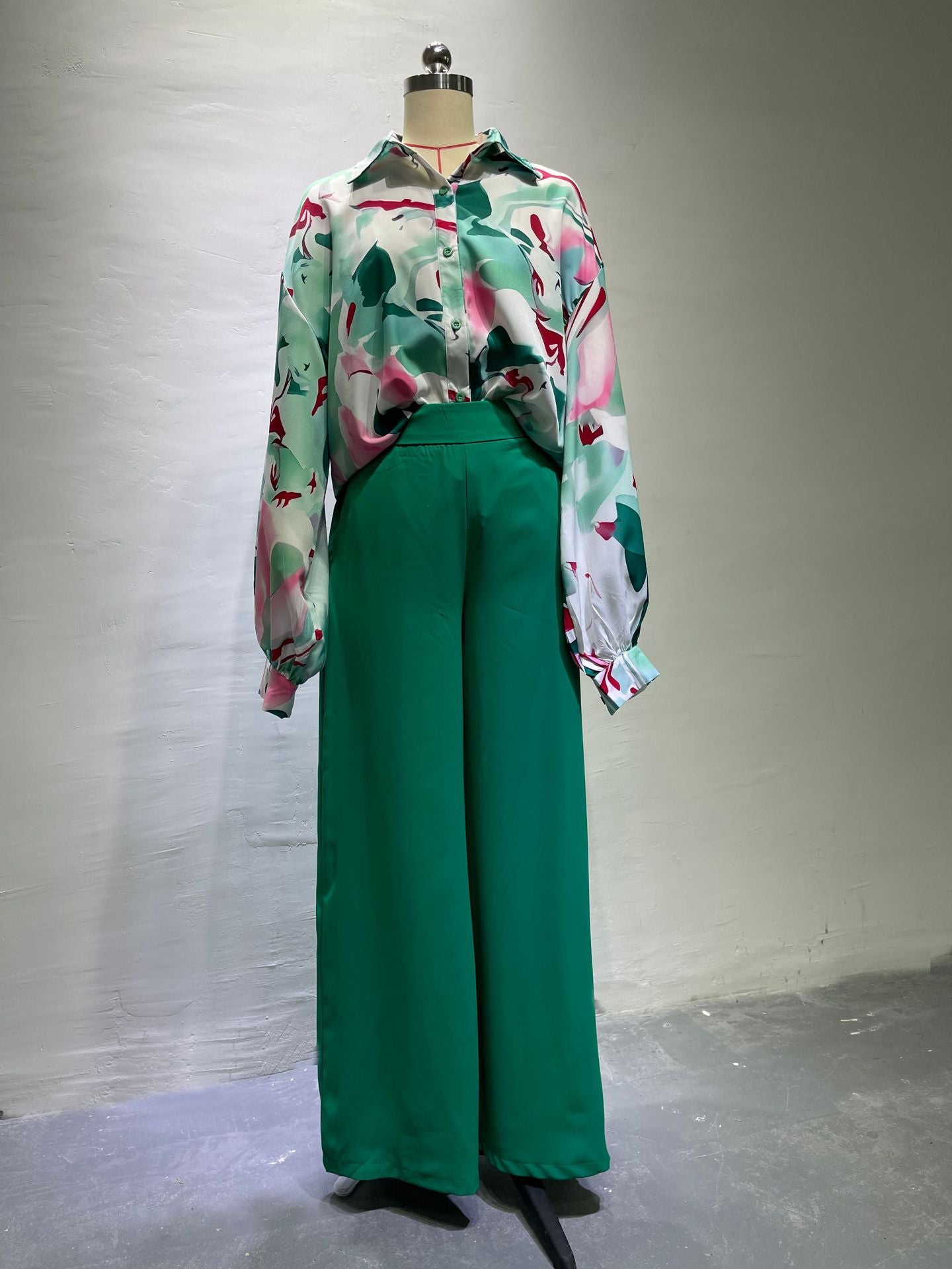 Loose Summer Two Pieces Wide Legs Women Suits