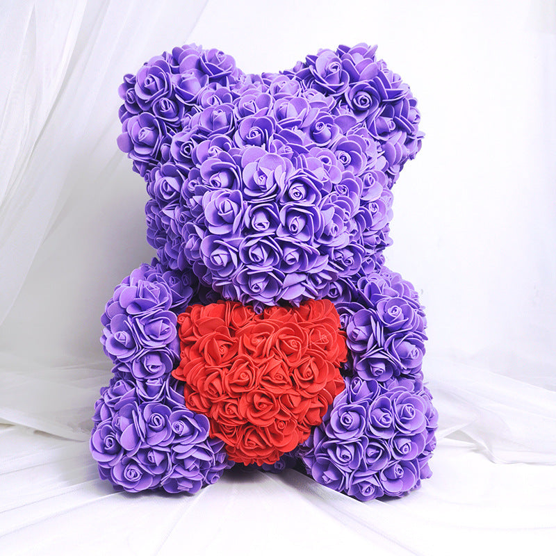 Valentine's Gift Preserved Flowers Rose Bear 25cm