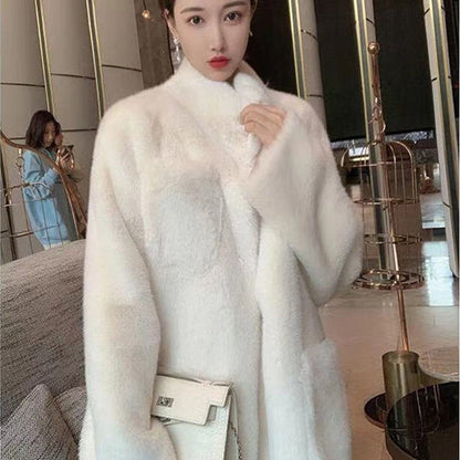 Winter Soft Warm Artificial Fur Long Overcoats for Women