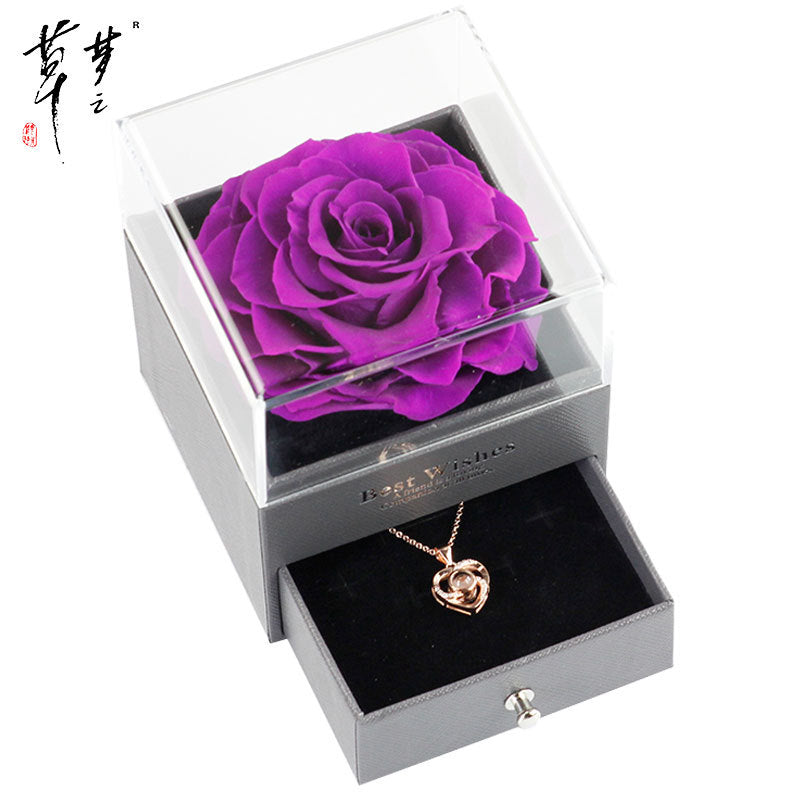 Valentine's Day Gifts Preserved Forever Flowers and Necklace Sets