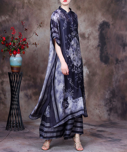 Vintage Plus Sizes Long Blouses and Wide Legs Pants Summer Outfits