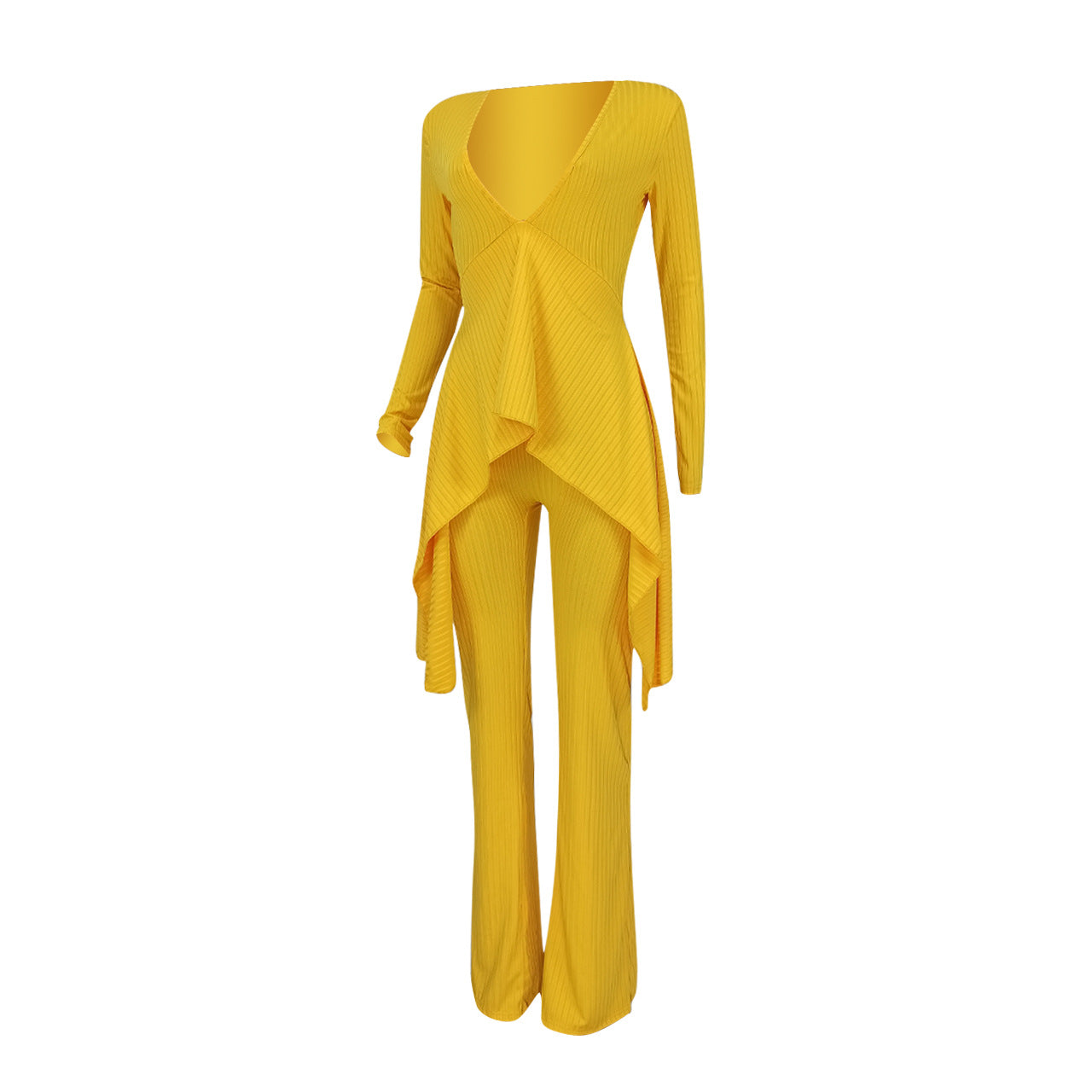Sexy Yellow Fake Two Pieces Women Jumpsuits