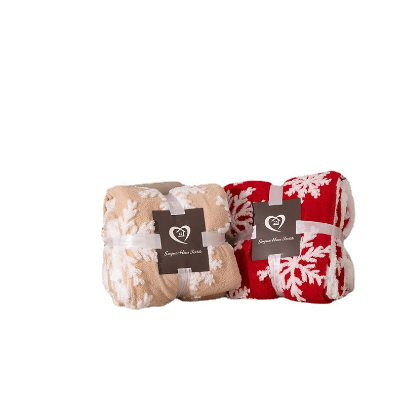 Winter Soft Warm Fleece Blnket with Christmas Snow Flake Design