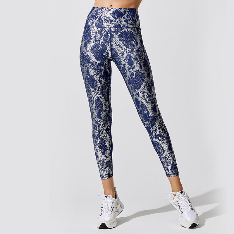 Sexy Elastic Snake Print Sports Suits