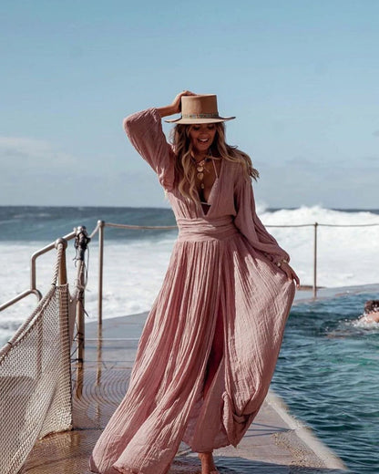 Sexy Cotton Deep V Neck Summer Holiday Dresses