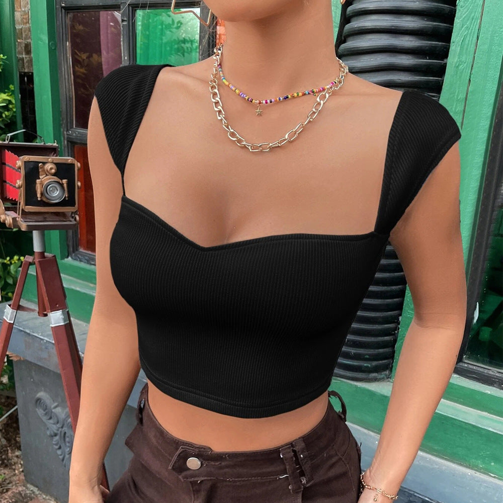 Sexy Square Neckline Short Mini Summer T Shirts