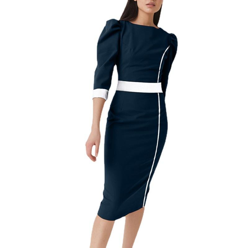 Sexy Round Neck OL Style Fashion Dresses-STYLEGOING