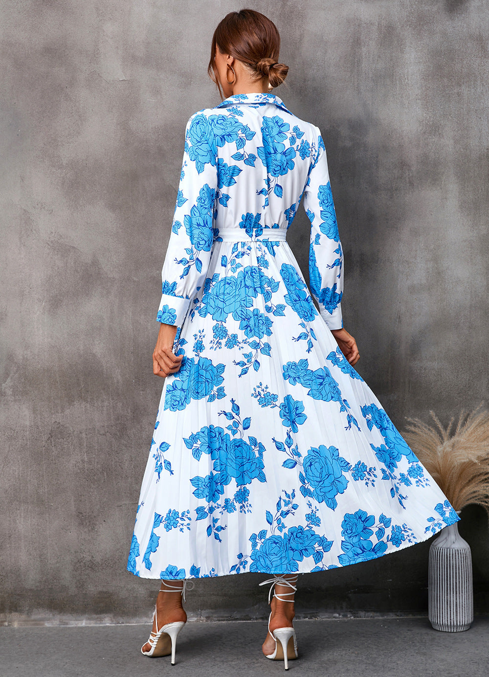Elegant Floral Print Long Sleeves Fall Dresses