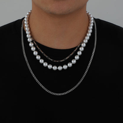 Fashion Hip Top Style Pearl Necklace for Men