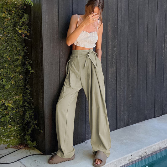 Summer Casual High Waist Women Wide Leg Pants
