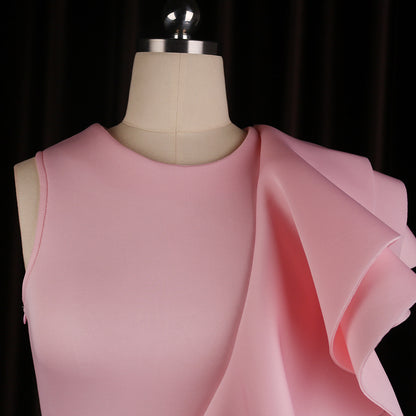 Designed Ruffled Sexy Women Pink Party Dresses