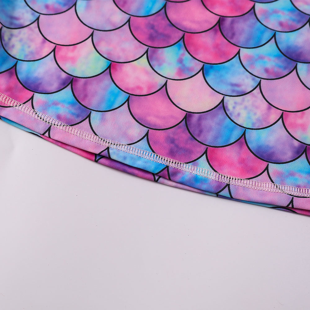 3D Fish Scale Design Two Pieces Swimsuits for Girls