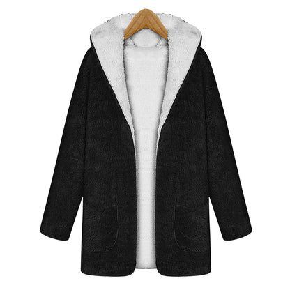 Fashion Women Warm Velvet Long Sleeves Overcoats