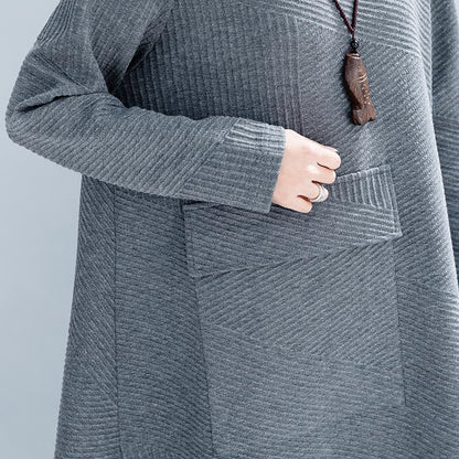 Vintage High Neck Women Winter Irregular Fall Dresses-STYLEGOING